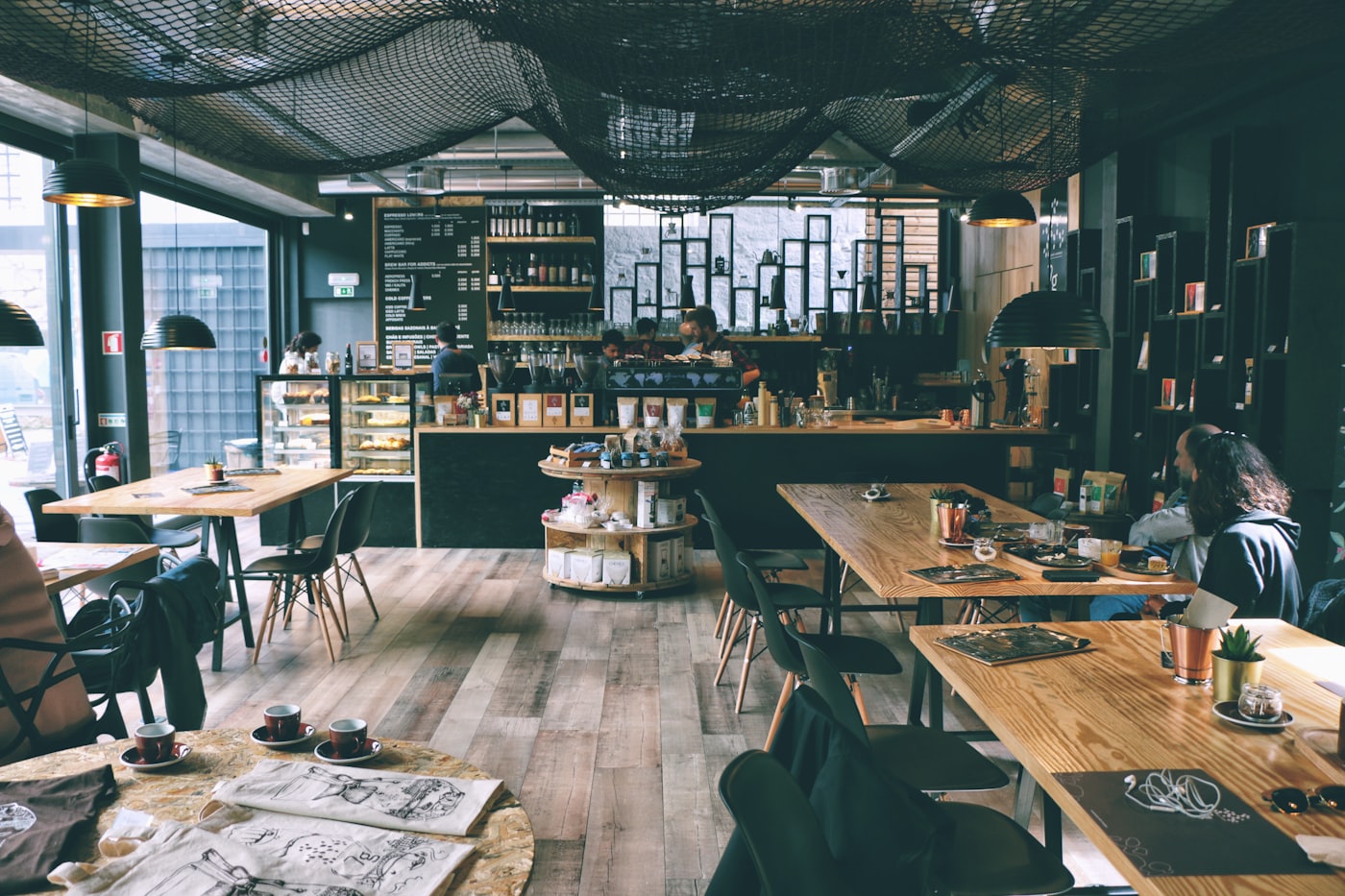 Moody café interior